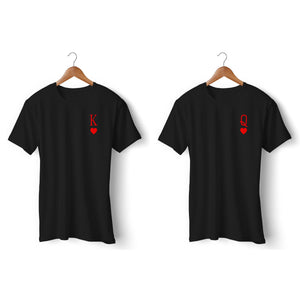king and Queen of Hearts Symbol Matching Couples T-shirts and Mask