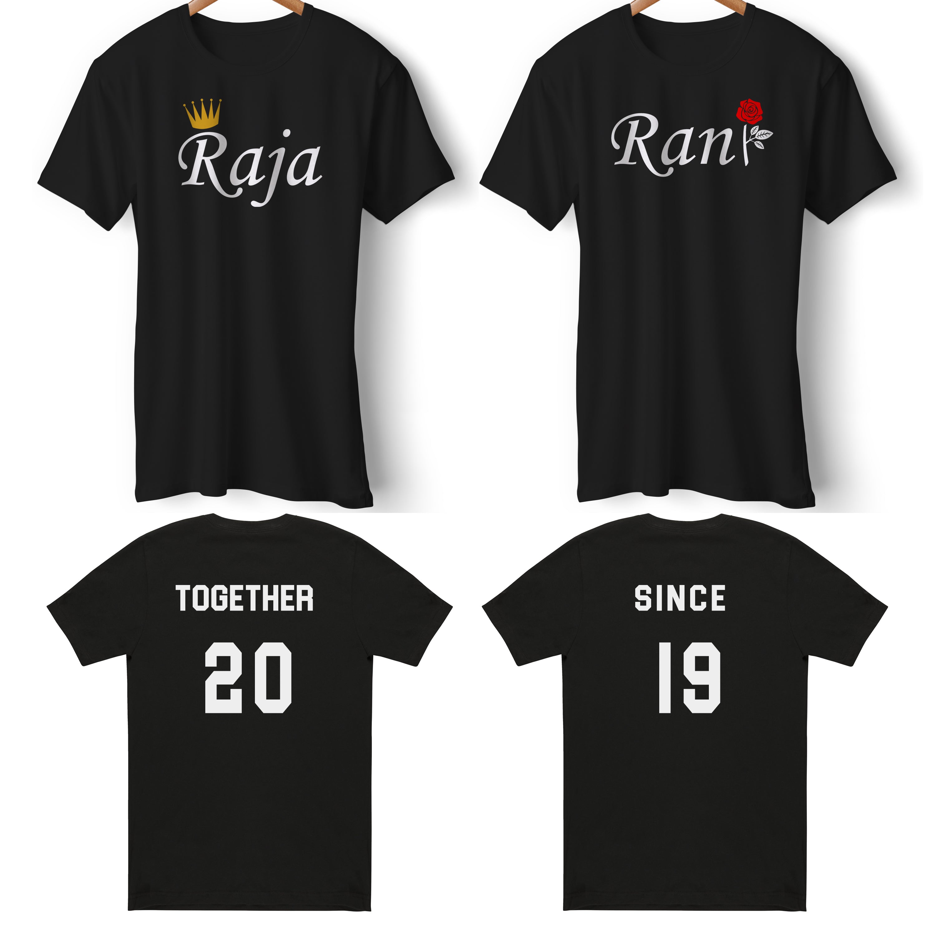 Raja and Rani Matching Couples Tshirts (king and Queen)