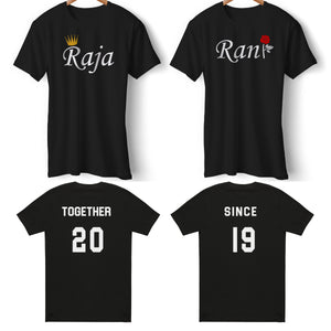Raja and Rani Matching Couples Tshirts (king and Queen)